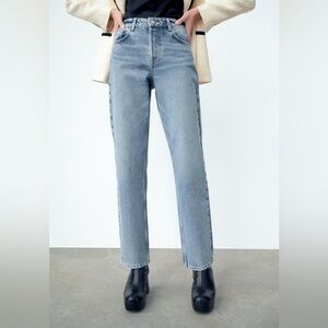 Zara High-Rise Relaxed Straight Leg Jeans